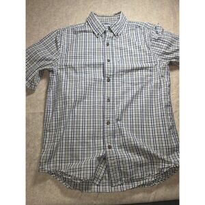 Carhartt Mens Relaxed Fit Plaid Short Sleeve Button Down Shirt Blue Green Size M